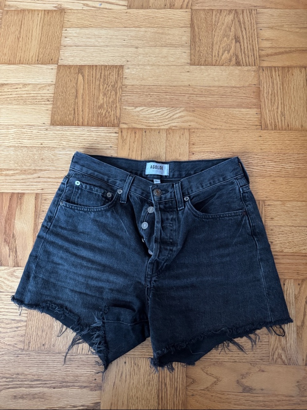 AGOLDE Parker Vintage Shorts cutoff denim Jean black 24